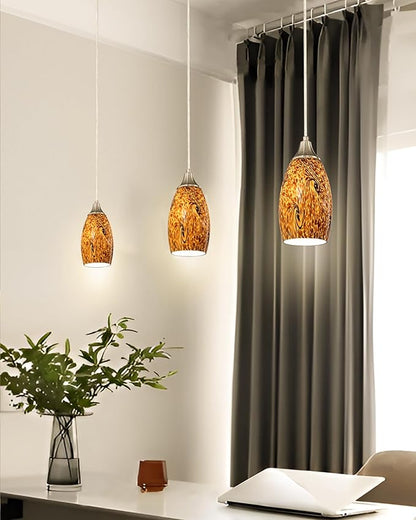 Mini Glass Pendant Lights for Kitchen Island1Pack Hand Blown Art Glass Pendant Light Shade with Brushed Nickel Finish Black and Yellow Swirl Glass Lamp Shade for Kitchen Over Sink Dining Room