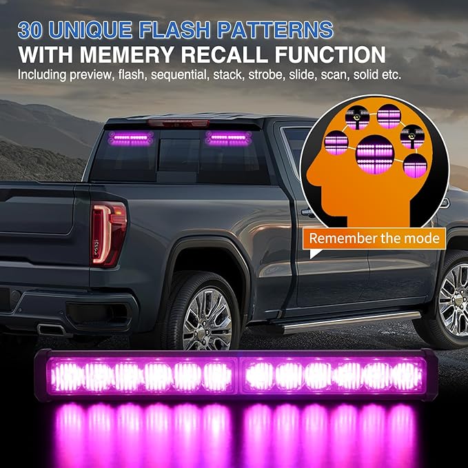 Nilight 24LED Emergency Strobe Traffic Advisor Light Bar 2 in 1 Purple Dash Warning Safety Flashing Lights Front/Rear Windshield Construction Lights for Trucks Cars Plow Police Firefighter Vehicles