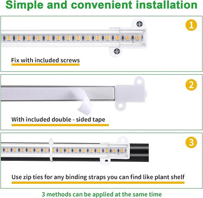 13 Inches Plant Growing Lamp Strips, Full Spectrum LED 3500K Grow Light for Indoor Plants with 3/9/12H Timer and 10 Dimmable Levels for Green House Hydroponics Succulent and Shelf, 4 Head 2 Pack