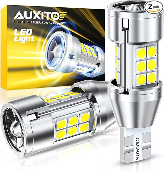 AUXITO 912 921 LED Reverse Light Bulbs, 700% Ultra Bright T15 W16W 906 904 LED Backup Lights with 3030-Chipsets, CANBUS Ready Plug and Play with Cooling Fan for License Plate Reverse Light, Pack of 2