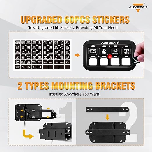 Auxbeam 8 Gang Switch Panel BB80, Universal Circuit Control Relay System Box with Automatic Dimmable On-Off LED Switch Pod Touch Switch Box for Car Pickup Truck Boat ATV UTV, Blue 3 Years Warranty
