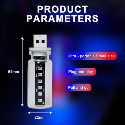 13-in-1 Car USB Night Light - Touch Dimmable LED Filament Lamp with 13 Modes & 7 Colors, USB Interior Lights for Car, Truck, Party, Camping, Holiday, Bedroom, Desktop（2Pcs）
