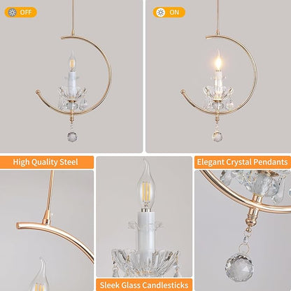 Modern Pendant Lights Kitchen Island : K9 Crystal Candle Pendant Light Fixture - 1 E12 Bulb Vintage Lighting Chandeliers for Dining Room Bathroom Bedroom Living Room Entryway