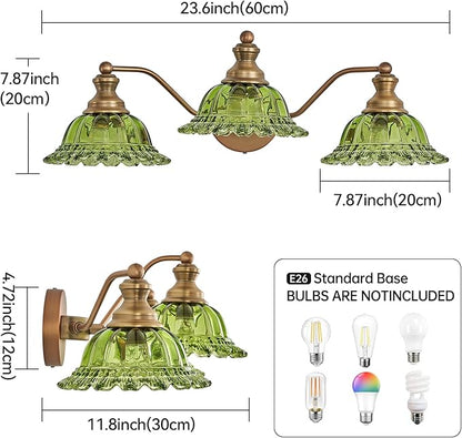 XIEDUN Vintage Green 3 Light Vanity Light Bathroom Light