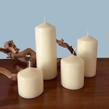 Stonebriar Unscented Pillar Candles – 80 Hour Burn Time, Long-Lasting Wax Candles for Weddings, Holidays, Home Décor & Special Events, Pack of 3, Ivory, 3" x 8"