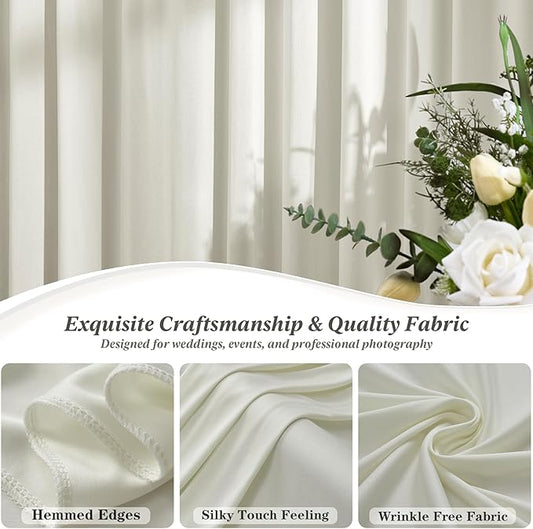 10 ft x 10 ft Wrinkle Free Beige Backdrop Curtain for Parties, 2 Panels 10ft Polyester Beige Photo Backdrop Drapes for Graduation Birthday Wedding Party Stage Curtains