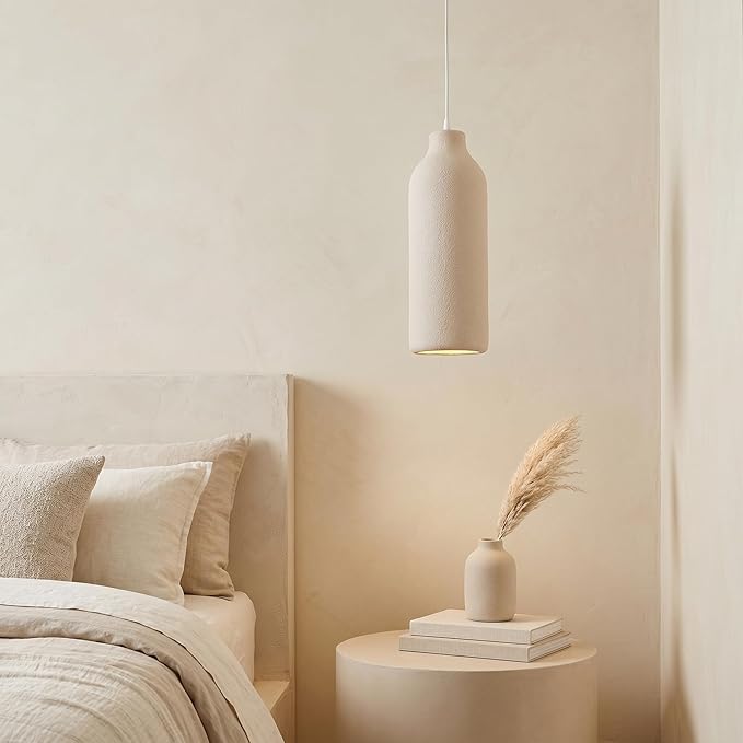 JAYMP Wabi Sabi Pendant Light for Dining Room Kitchen Island Light Hallway Restaurant Hanging Lamp E26 Base Japanese Style Wine Bottle Shape Lighting Fixture, 1 Pack (Light Brown,B Shape, D18×H50cm)