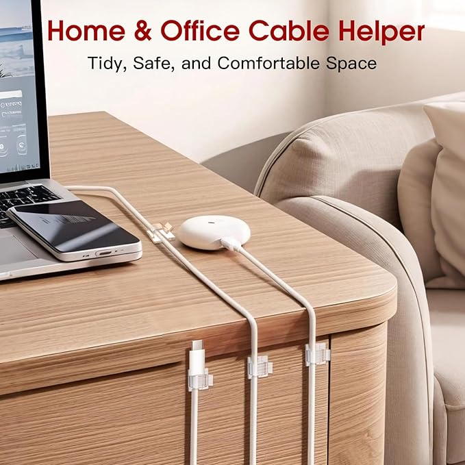 Latoxcaa 120PCS Heavy-Duty Adhesive Cable Clips, Clear Traceless Cord Organizer & Wire Holders for Wall, Desk, Car, LED Strips and Outdoor Lights (Small)