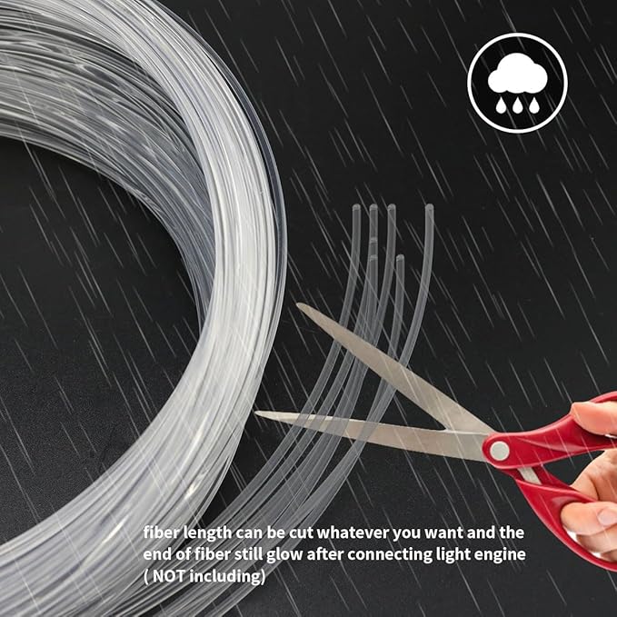 AZIMOM 50pcs*13.1ft PMMA Plastic Fiber Optic Strands End Glow 0.75mm/ 0.03in Optical Fiber Cable Roll for Star Sky Ceiling All Kind led Light Engine Source Driver