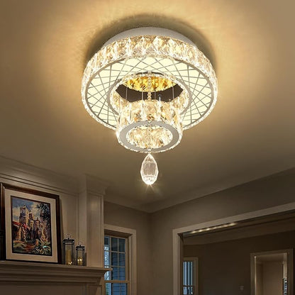 HAIXIANG Chandelier Bedroom LED Light Modern Hallway Ceiling Lighting Fixtures for Kitchen Dining Room Kitchen Remote Dimmable Silver Lights