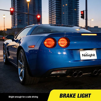 Nilight Third Brake Light Tail High Mount 3rd Stop Lights Smoked Lens Compatible with Chevy Corvette C6 2005 2006 2007 2008 2009 2010 2011 2012 2013 Car Rear Center Cab Lamp