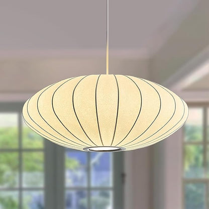 19.7 Inch Lantern Pendant Light fixtures, Imitation Silk Ceiling Hanging Pendant Light Japanese Lamp White Chandelier for Dinning Room Living Room Kitchen Island Bedroom Restaurant
