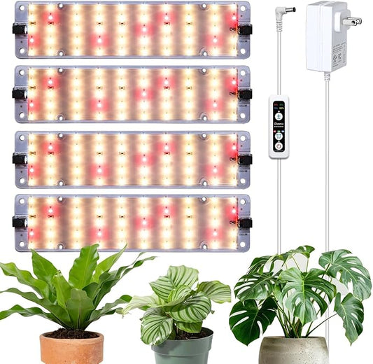 Grow Lights, 40W Linkable Grow Lights for Indoor Plants Full Spectrum, 6/12/16h Timer, Dimmable Ultra-Thin Plant Lights for Indoor Growing, Warm White, 1-Set