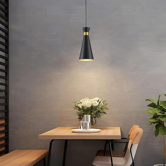 2026 New Black Gold Pendant Lights Kitchen Island Lights for Kitchen, 5.9"W Small Modern Island Lighting Fixtures 1-Light Single Farmhouse Adjustable Hanging Pendant Light Fixtures for Bar Sink, 13“H