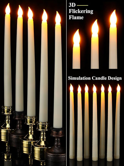 Treela 24 Pcs Flameless Taper Candles Battery Operated Bulk Fake Candles Light LED Candle Sticks Flickering Tapered for Easter Wedding Anniversary Decoration(Basic,11 Inch,Ivory)