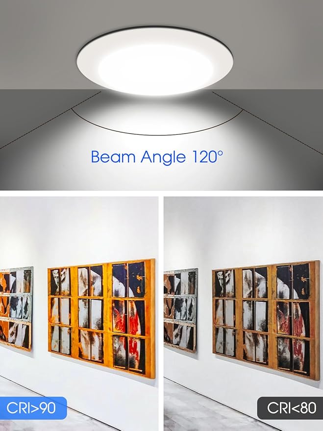 2 Pack 6 Inch LED Disk Light, Dimmable Flush Mount Ceiling Lights, Daylight 5000K, 15W 1100LM, CRI 90+, Low Profile Surface Mount Ceiling Disc Light, Wet Rated, Installs into Junction Box, ETL & FCC