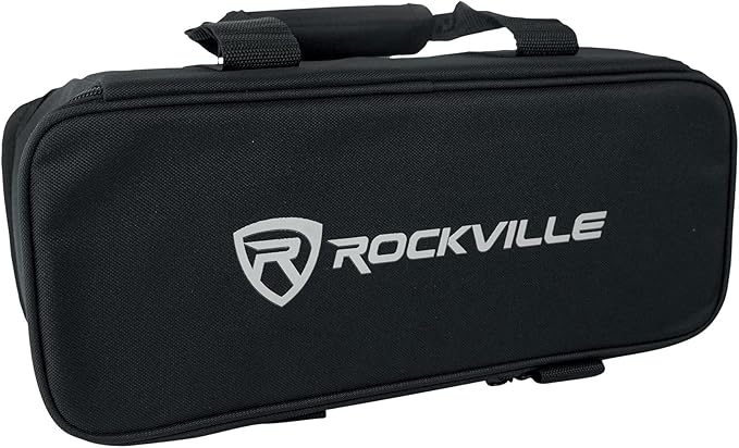 Rockville 4 PACK MINI RF1 V2 Black RGBWA+UV Battery-Powered Wash Lights with RF Remotes, Wireless DMX, Travel Bag, Perfect for DJs & Events