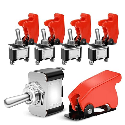 Nilight 90014E Heavy Duty Rocker Toggle Switch 12V 20A Red Cover SPST ON/Off 2Pin Car Truck Boat-5 Pack