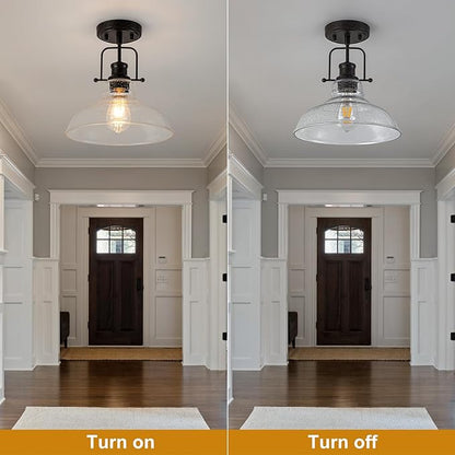WILON Rustic Seeded Ceiling Light Farmhouse Rust Semi Flush Mount Ceiling Lights, Kitchen Lighting Fixtures Ceiling Lamp for Sink Foyer Entryway Bathroom Laundry Room Hallway