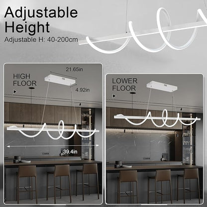 Modern LED Pendant Light Fixture,47.24inch Modern Chandelier Light Fixtures Dimmable with Remote 3000K-6500K Adjustable Color Temperature Brightness,Modern Kitchen Island Lighting for Dining Room