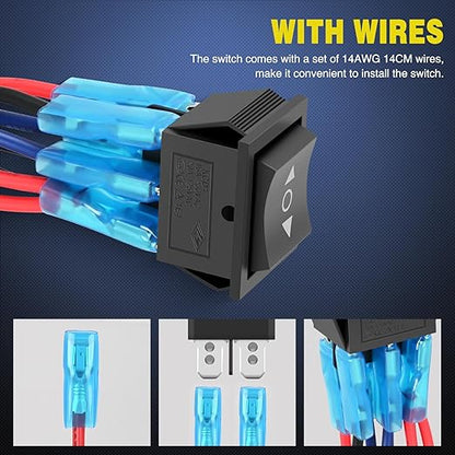 Nilight 6Pin Momentary Polarity Reverse Switch On Off On DPDT 3 Position 20A 12VDC 125VAC Motor Control Automatic Reset for Boat Automotive RV Jack Power Toggle w/Jumper Wire