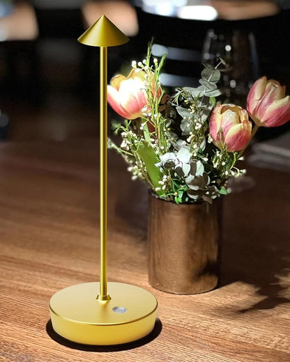 Cordless Table Lamps Rechargeable, 6000mAh Battery Operated LED Desk Lamp Outdoor Waterproof Portable Touch Dimmable Table Light for Patio Restaurant Dining Home Set of 2 Brass