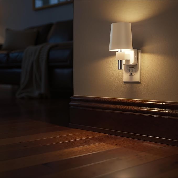Briignite Night Light, Dimmable Night Lights Plug into Wall, Dusk to Dawn Sensor, Soft White 3000K, 0-100LM, Plug in NightLight, Vintage Night Light Compact for Hallway Bedroom Stairway