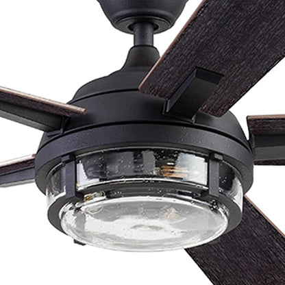 Prominence Home Freyr, 52 Inch Indoor Outdoor LED Ceiling Fan with Light, Remote Control, Dual Mounting Options, 5 Dual Finish Blades, Reversible Motor - 51484-01 (Textured Black)