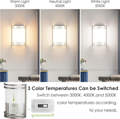 Aipsun Modern Wall Sconces Set of Two, Hardwired 15W LED Indoor Dimmable 3000K 4000K 5000K Wall Lights for Living Room Hallway Bedroom (Brushed Nickel)