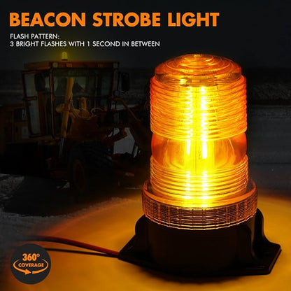 Xprite 30 LED Amber Forklift Beacon Strobe Light Safety Warning Flashing Lights for 10-110V Mower, ATV, Trucks, Tractor, Golf Carts, UTV, Cars, Bus-4PCS