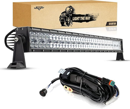 Auxbeam 42" LED Light Bar 240W Spot Flood Combo Off Road Lights Driving Lights LED Work Lights 5D Lens with Wiring Harness for Car SUV UTV ATV Pickup Truck