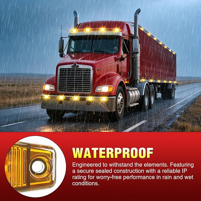 Nilight 2.5 Inch Oval Side Marker Clearance Light 2 LED 8 Pack Amber 80LM High Lumen Waterproof Surface Mount 12V Direct Wire for Truck Trailer Boat RV Semi
