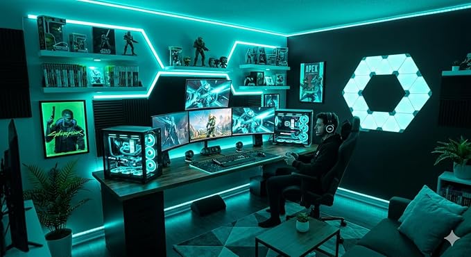 Teal 10 Foot Led Lights Strip Indoor Rope Lights Easy DIY Cuttable Strip Lights for Room Bathroom Living Room Kitchen Ceiling Wall Vanity Mirror Decor
