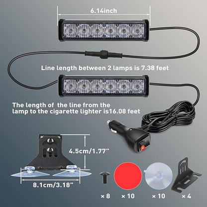 Nilight 12LED Emergency Strobe Traffic Advisor Light Bar 2 in 1 Red Blue Dash Warning Safety Flashing Lights Front/Rear Windshield Construction Lights for Trucks Cars Plow Police Firefighter Vehicles