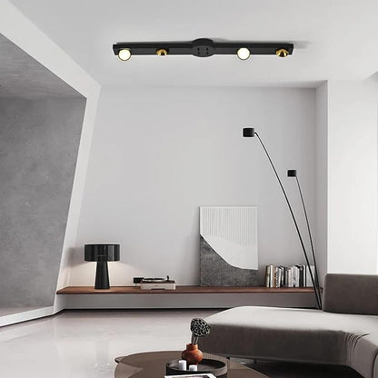 Garwarm Modern Ceiling Light Track Lighting, 31.5 Inch Dimmable LED Kitchen Ceiling Light Fixture with Remote 4-Light LED Chandelier Wall Sconce for Bedroom Dining Room Black