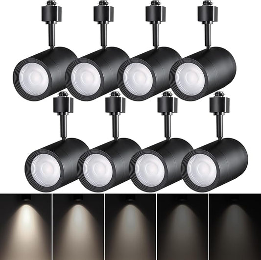 LEONLITE 8-Pack Retail Pro Series 17.5W LED H Track Lighting Heads, ETL, Commercial Dimmable H Track Light Heads for Store Shop Restaurants, CRI90 Track Lighting, 4000K, Matte Black