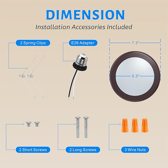 ECOELER 6 Inch Dimmable LED Disk Light, Round Flush Mount Recessed Retrofit Downlight, 16.5W 1000Lm, 3000K Warm White, Aluminum Baffle Bronze Trim, ETL & FCC Listed, 10 Pack