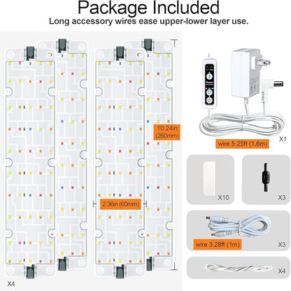 Grow Lights, 40W Linkable Grow Lights for Indoor Plants Full Spectrum, 6/12/16h Timer, Dimmable Ultra-Thin Plant Lights for Indoor Growing, Bluish White, 1-Set