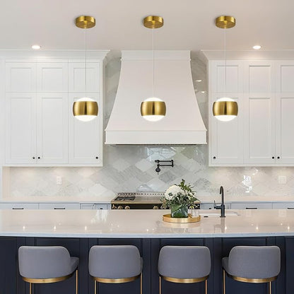 Modern Gold LED Dimmable Pendant Light fixtures,6″ Island Pendant Lighting for Kitchen Island Dinning Room,Bedroom,Bar, Kitchen Island Ceiling Hanging Light Fixtures(gold-1-Pack)