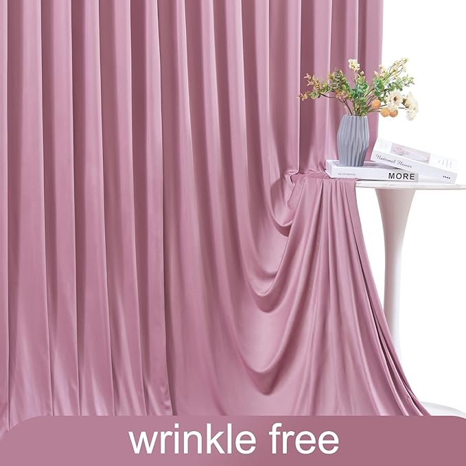 Dusty Pink Backdrop Curtain for Parties Wedding Wrinkle Free Pink Photo Curtains Backdrop Drapes Fabric Decoration for Birthday Party Baby Shower 5ft x 7ft,2 Panels