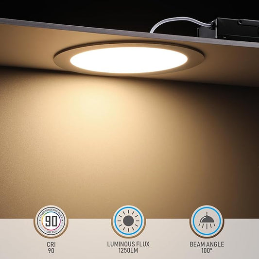 TORCHSTAR E-Lite Series 8 Inch Slim Recessed Lighting with J-Box, 18W Ultra-Thin LED Recessed Light, Dimmable Canless Downlight, ETL&ES Listed, CRI90, 3000K Warm White, Oil Rubbed Bronze, Pack of 6