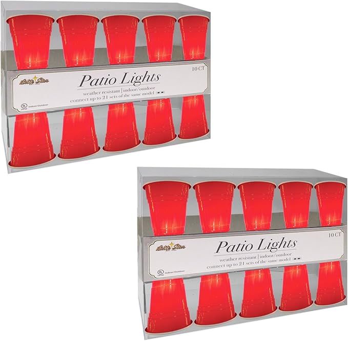 Brite Star 11ft Red Party Cup String Light Set - Christmas Party Decor, College Graduation Party, Dorm Beer Pong - 10 Lights, Novelty String Lights Room Decor