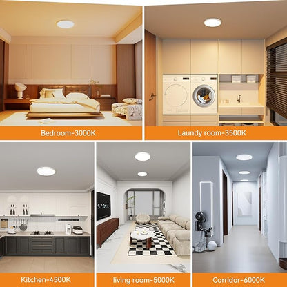 WKONCLDY 16-Pack 7.5Inch LED Ceiling Lights, 5 Colors Selectable Flush Mount Ceiling Lights, Ultra Thin LED Ceiling Lights Fixtures 0.87Inch for Dinning Room