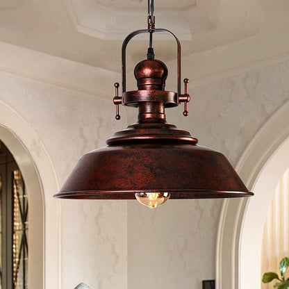 14" Copper Pendant Light, Farmhouse Industrial Vintage Hanging Light Fixture for Kitchen Island, Dining Room, Barn, Bar, Antique Red Bronze Finish