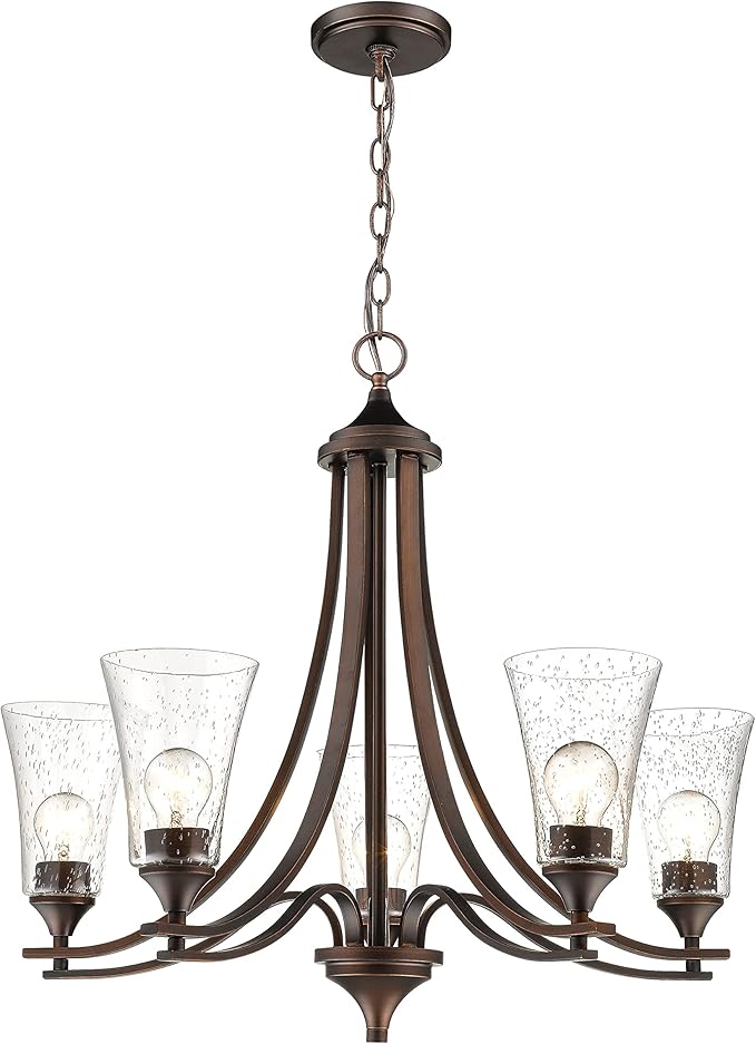 ML Lighting 1465-RBZ Five Light Chandelier, Bronze/Dark