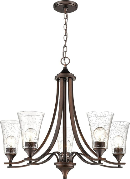 ML Lighting 1465-RBZ Five Light Chandelier, Bronze/Dark