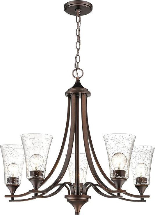 ML Lighting 1465-RBZ Five Light Chandelier, Bronze/Dark