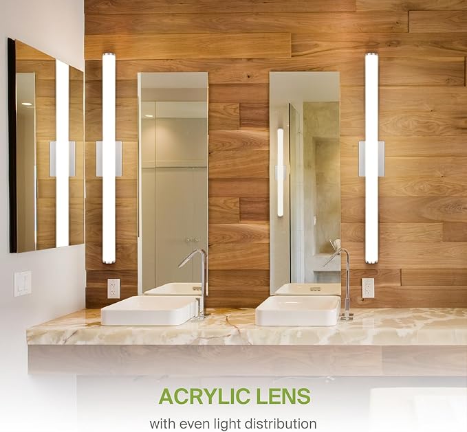 ASD 36" LED Linear Vanity Light Fixture, Modern Bathroom Sconce — 3 Color 3000K-5000K, Dimmable, 30W 2100LM, Energy Star & ETL Listed — Over Mirror Makeup Bar for Bedroom, Cabinets — Nickel, 4 Pack