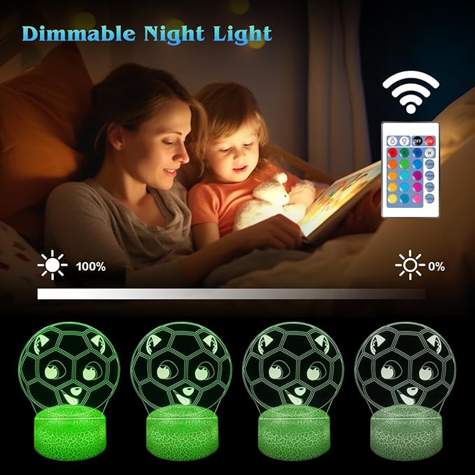 Soccer Night Light Gifts for Boy, 3D Soccer Bedside Lamp,16 Color Change Decor Lamp with Remote & Smart Touch, Gifts for Christmas Birthday Boys Men Girls