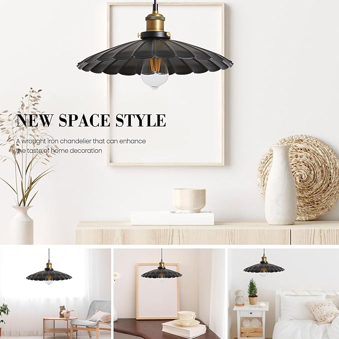 Hanging Plug in Light Rustic Black 13.8 Inch Lampshade with 14Ft Cord Bar Counter Hanging Light Fixture with Plug in Cord On/Off Switch Hanging Lamp Plug in